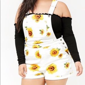 White Sunflower Denim Overalls